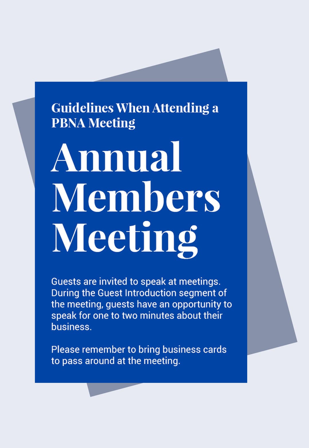 Guidelines When Attending a PBNA Meeting
